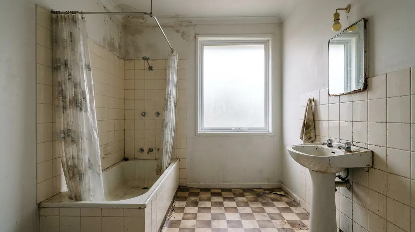 Salle de bain d'origine, vétuste, avant travaux