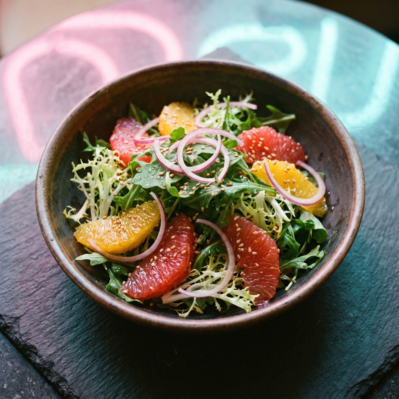 Salade craquante aux agrumes et oignon rouge
