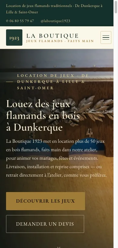 Le même site sur téléphone