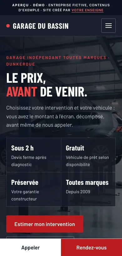 La même démo sur téléphone