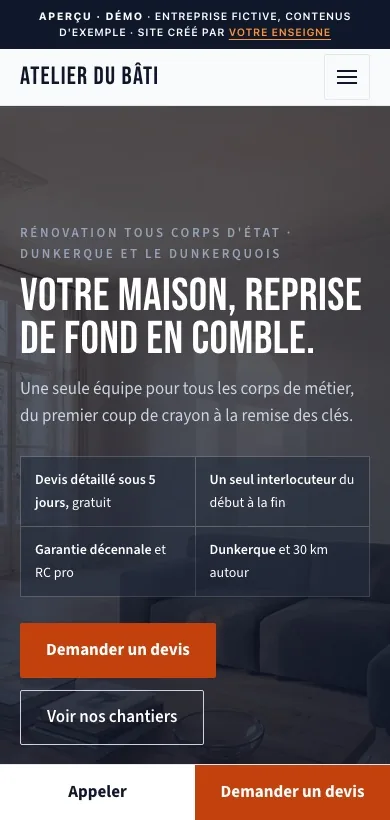 La même démo sur téléphone